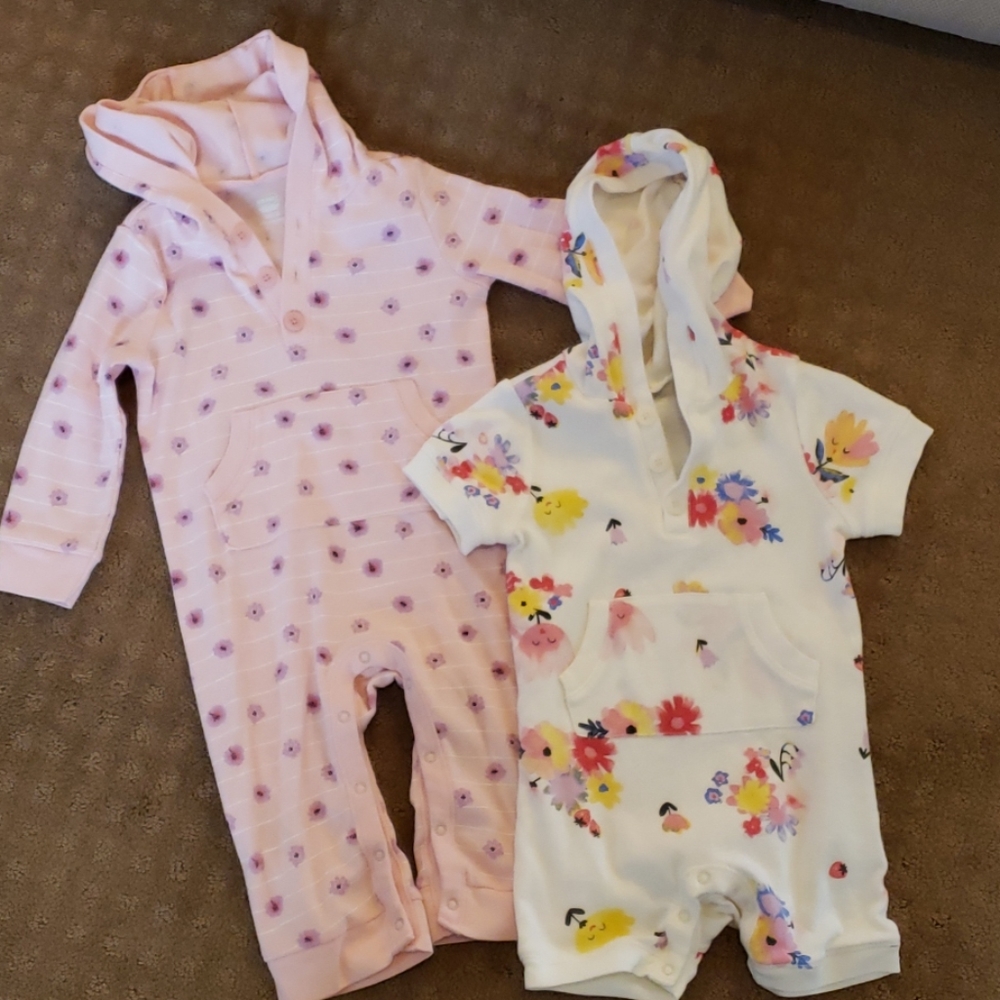 Bundle of hooded rompers